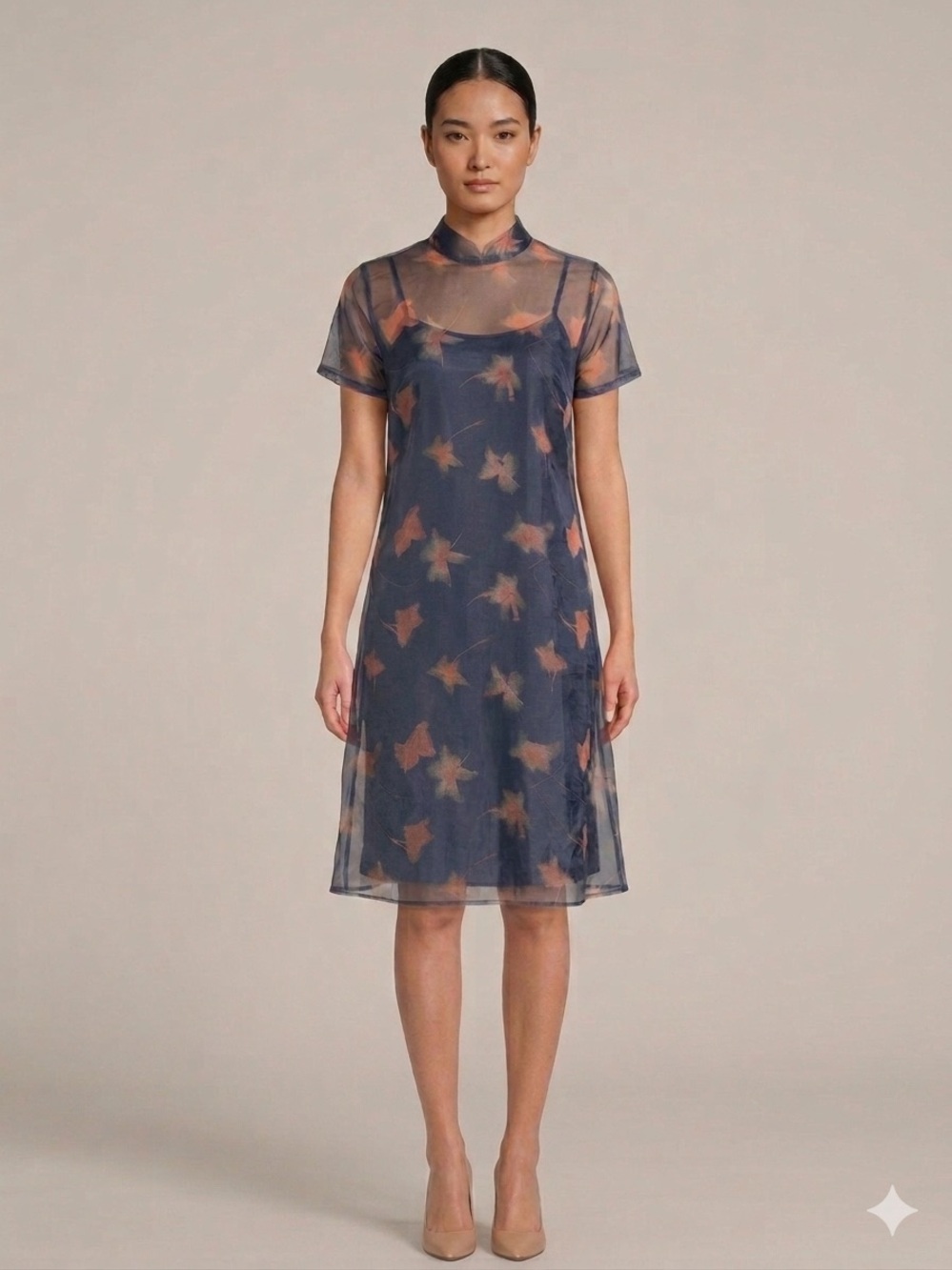 STAUD Calluna Ruffled Sheer Floral Organza Mini Dress Lapis Floral Small $495